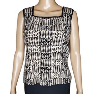 Vintage Black and cream sleeveless square neck top